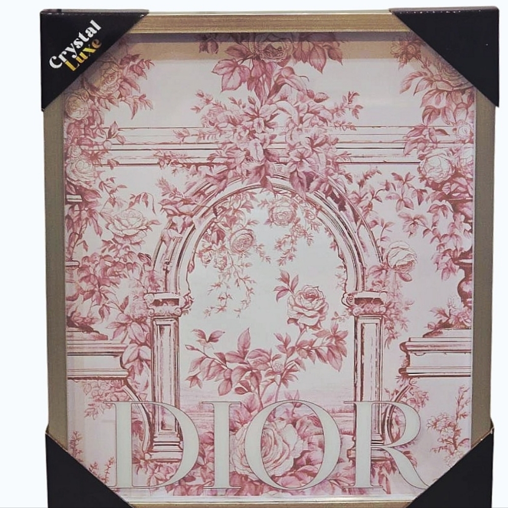 Crystal Luxe Dior Rose Garden Framed Wall Decor